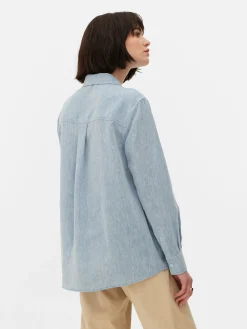 Chemises Et Blouses|Primark Chemise En Chambray à Manches Longues Bleu