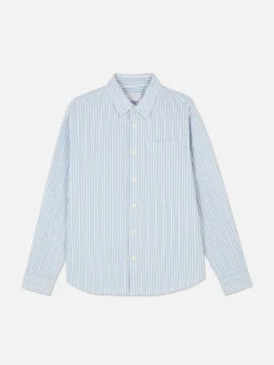 Chemises|Primark Chemise En Jacquard Rayé à Manches Longues Bleu clair