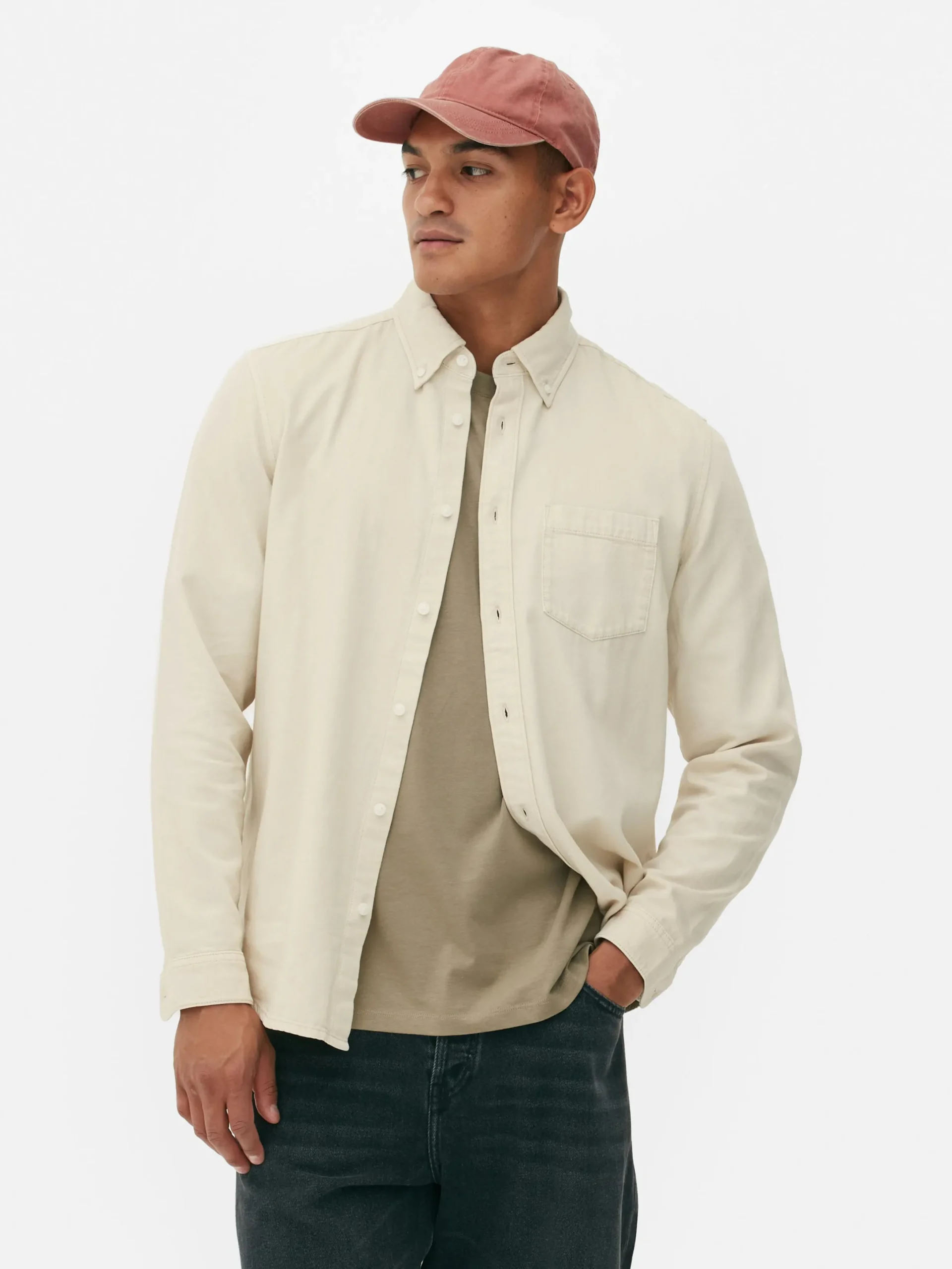 Chemises|Primark Chemise En Sergé De Coton à Manches Longues Beige