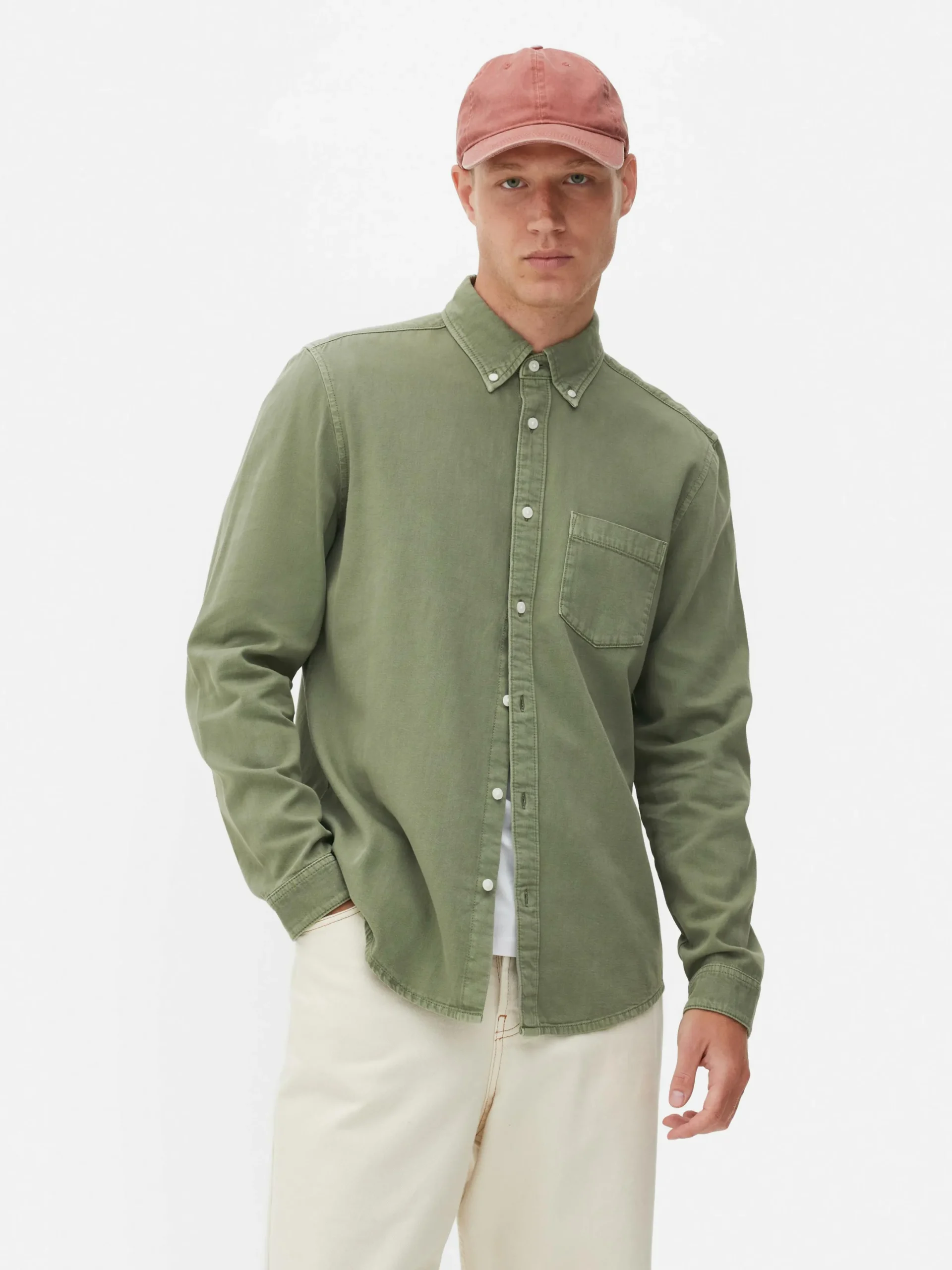Chemises|Primark Chemise En Sergé De Coton à Manches Longues Vert clair