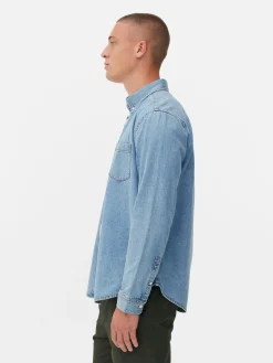 Chemises|Primark Chemise En Sergé De Coton à Manches Longues Bleu