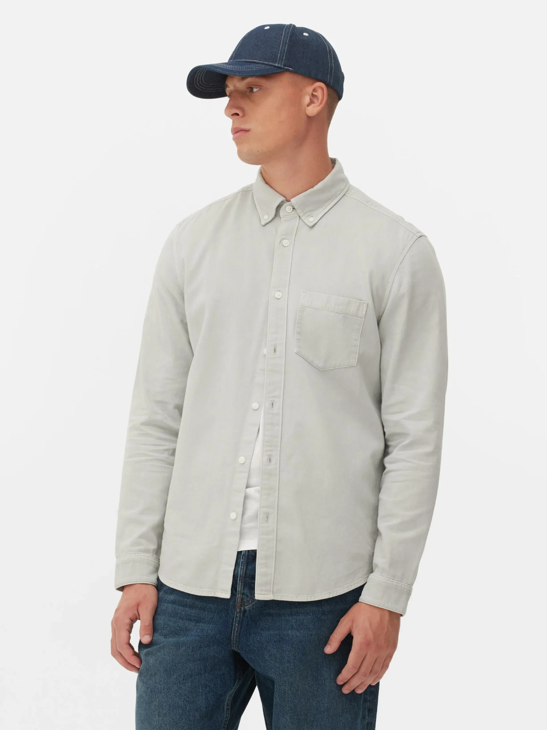 Chemises|Primark Chemise En Sergé De Coton à Manches Longues Gris