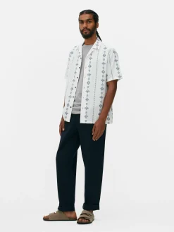 Chemises|Primark Chemise Froissée à Manches Courtes Et Motif Géométrique Écru