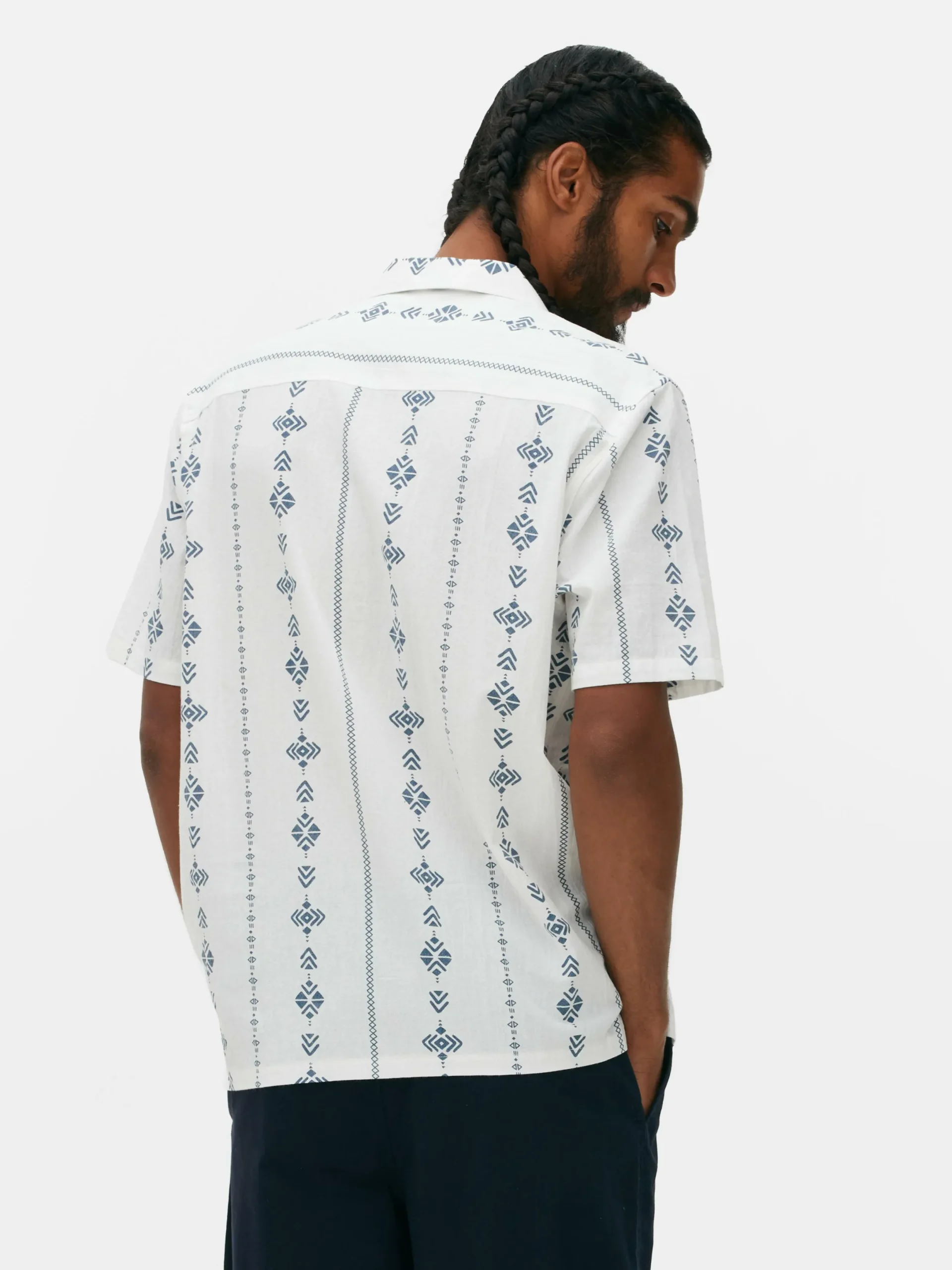 Chemises|Primark Chemise Froissée à Manches Courtes Et Motif Géométrique Écru