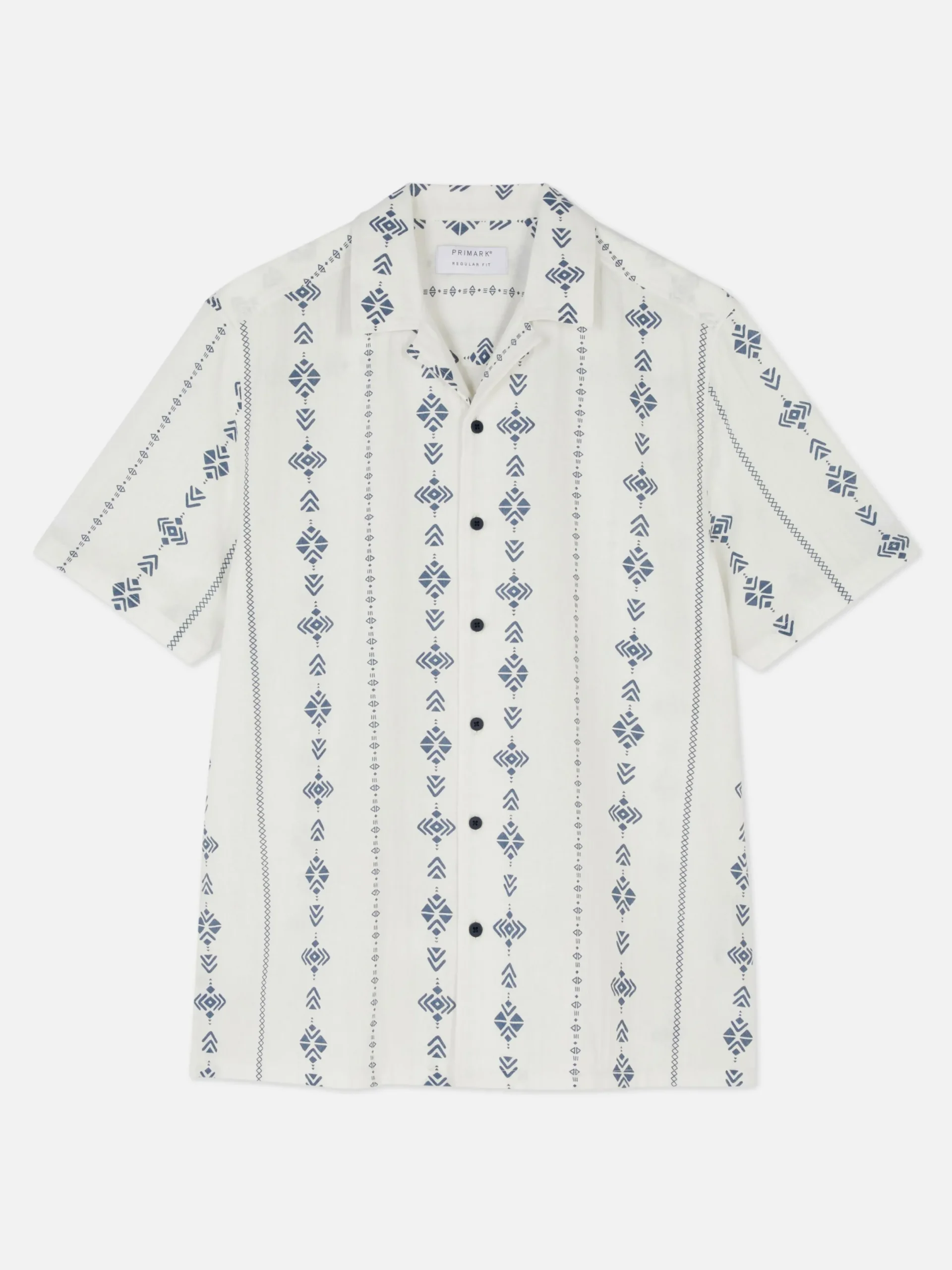 Chemises|Primark Chemise Froissée à Manches Courtes Et Motif Géométrique Écru