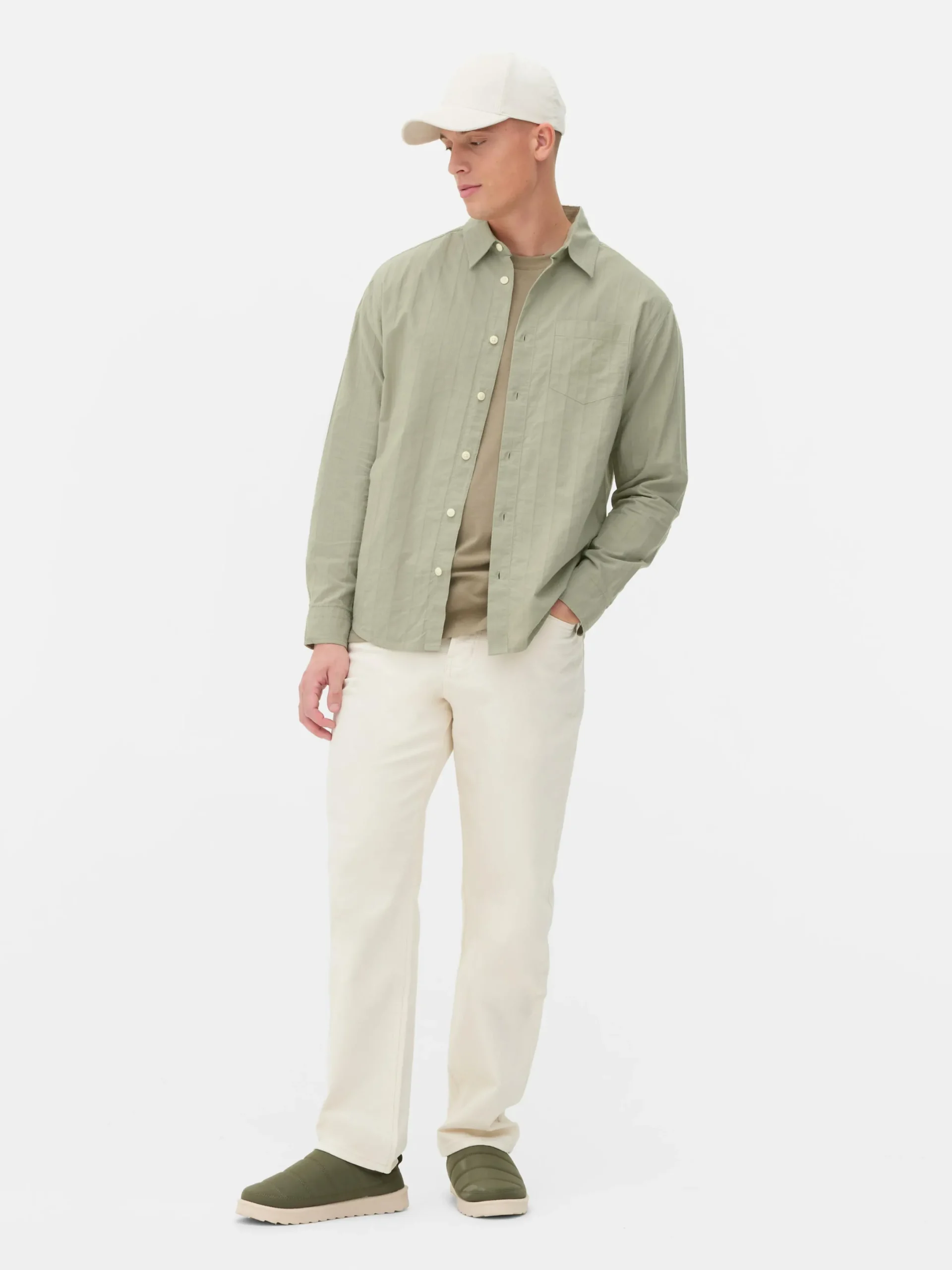 Chemises|Primark Chemise Jacquard à Manches Longues Vert