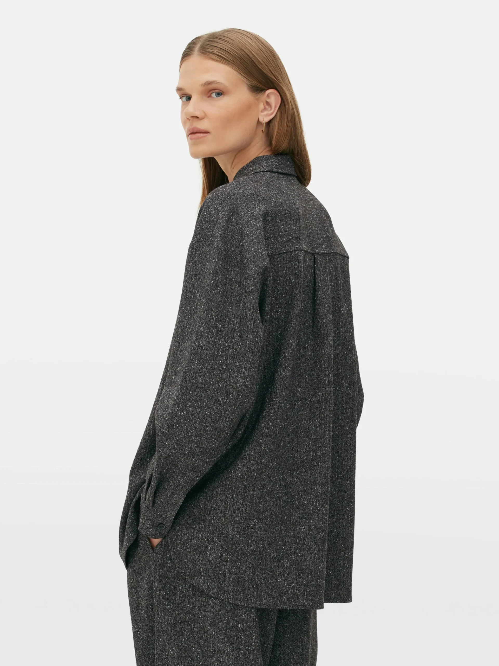 Chemises Et Blouses|Primark Chemise Mouchetée à Manches Longues à Coordonner The Edit Gris