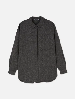 Chemises Et Blouses|Primark Chemise Mouchetée à Manches Longues à Coordonner The Edit Gris