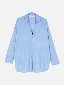 Chemises Et Blouses|Primark Chemise Oversize En Popeline Bleu