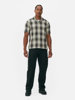 Chemises|Primark Chemise Texturée à Carreaux Et à Manches Courtes Noir/Blanc