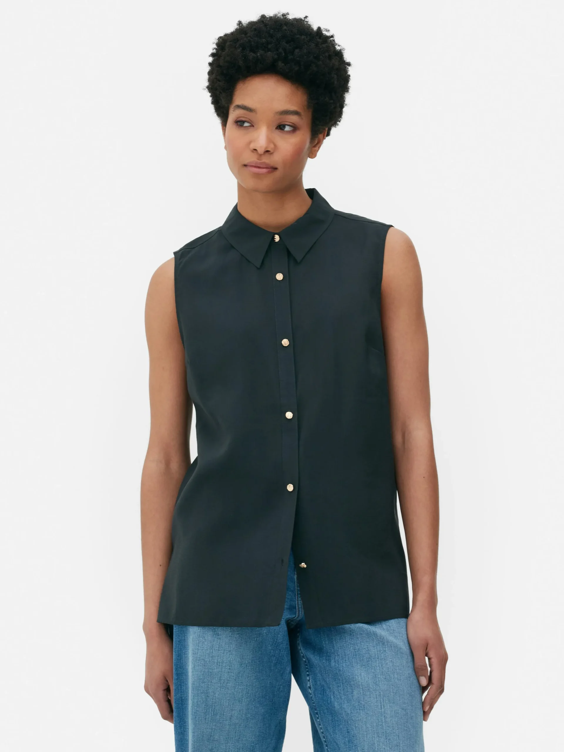 Chemises Et Blouses|Primark Chemisier Boutonné Sans Manches Noir