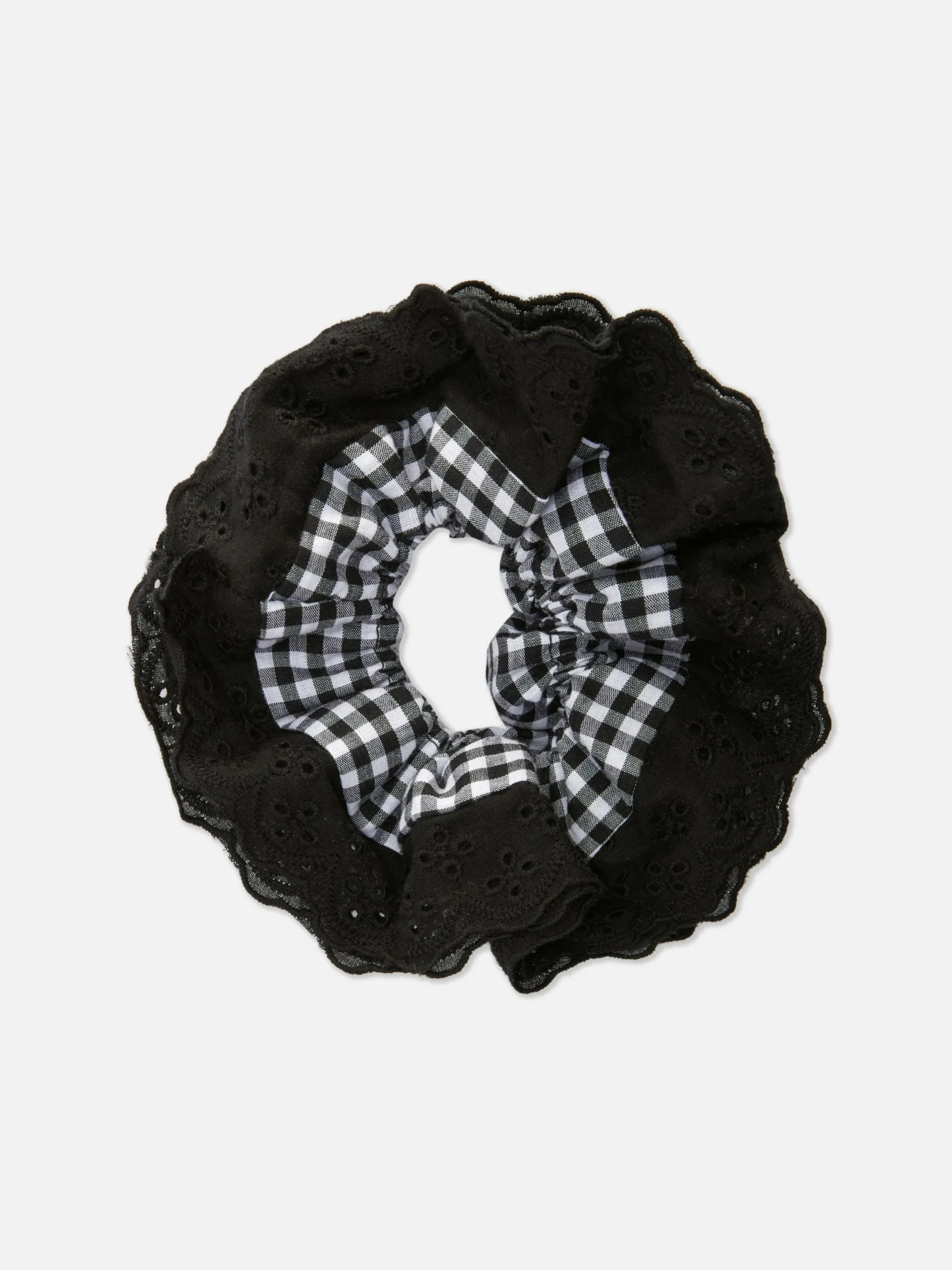 Accessoires Cheveux|Primark Chouchou Cheveux Vichy Avec Dentelle Noir