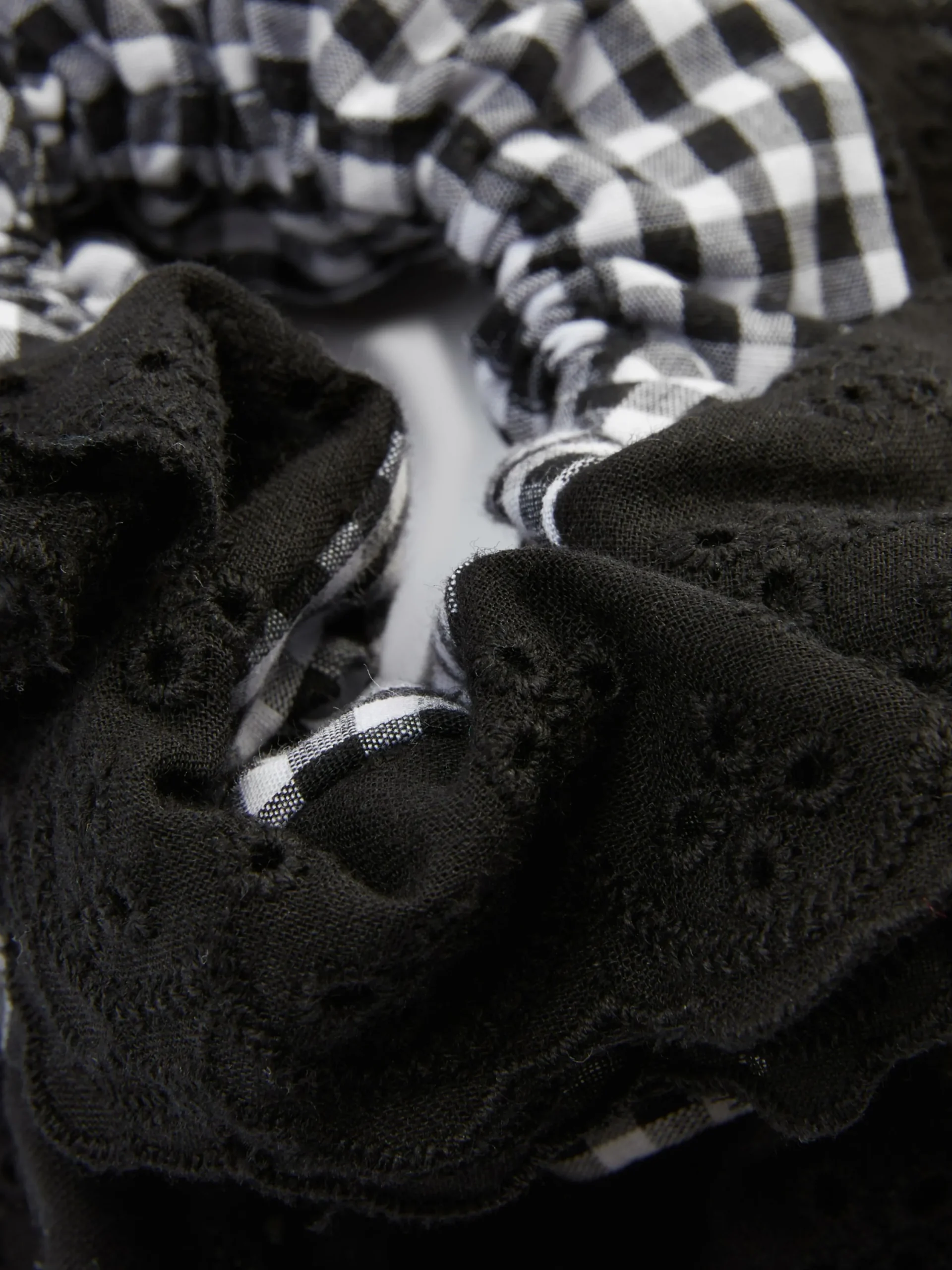 Accessoires Cheveux|Primark Chouchou Cheveux Vichy Avec Dentelle Noir