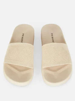 Tongs Et Claquettes|Primark Claquettes De Piscine Avec Bride En Crochet Beige