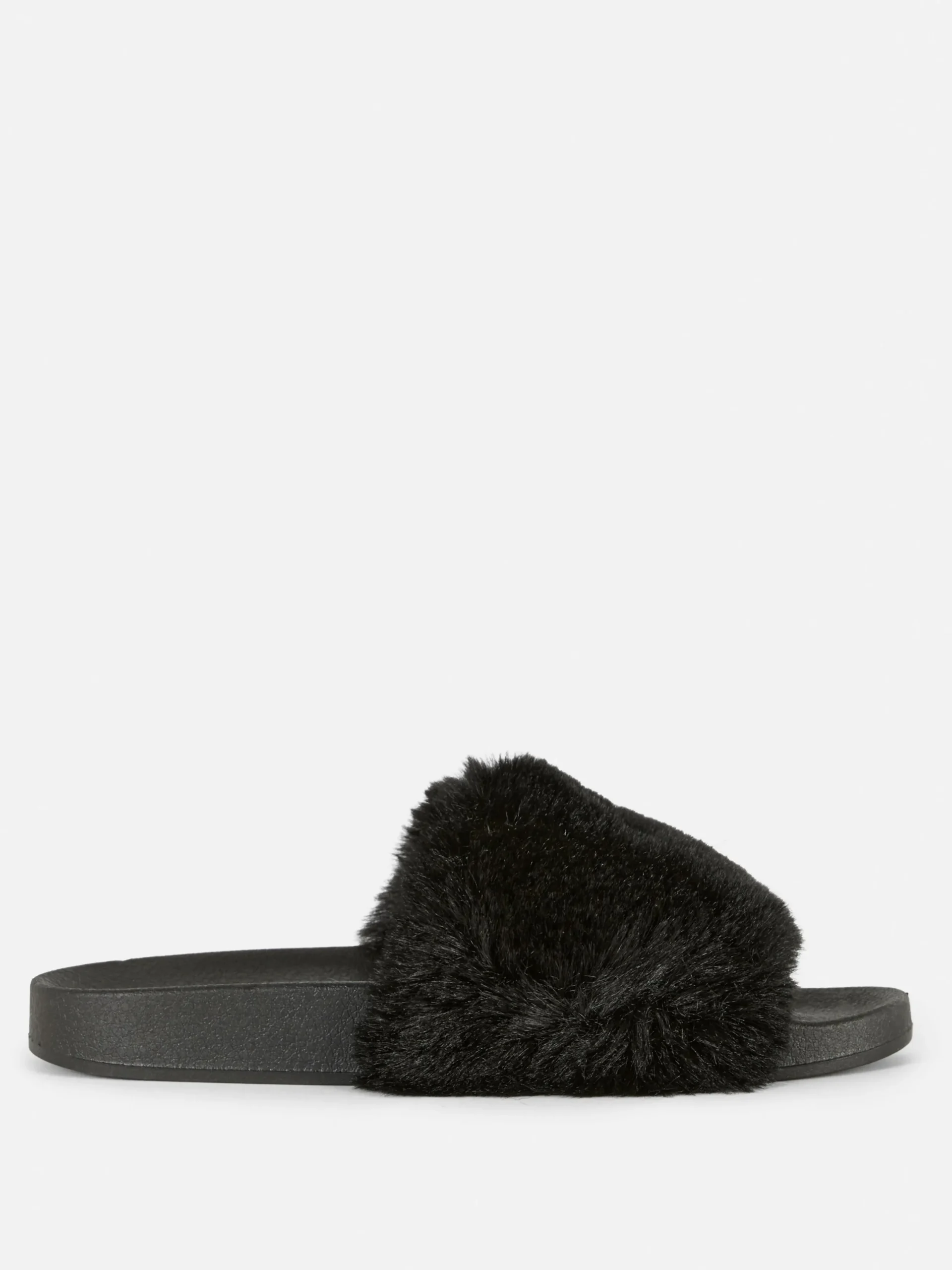 Tongs Et Claquettes|Primark Claquettes En Fausse Fourrure Noir