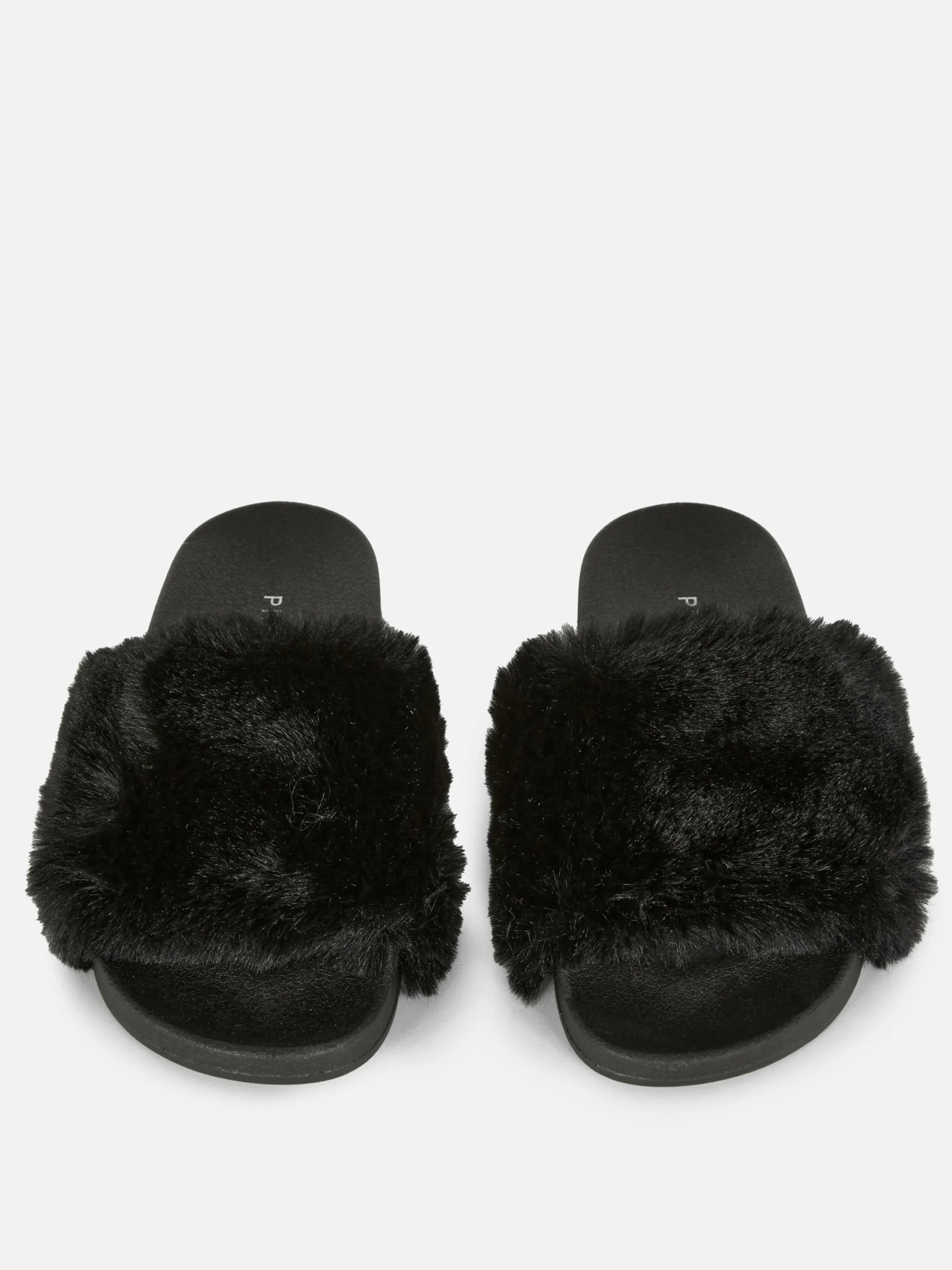 Tongs Et Claquettes|Primark Claquettes En Fausse Fourrure Noir