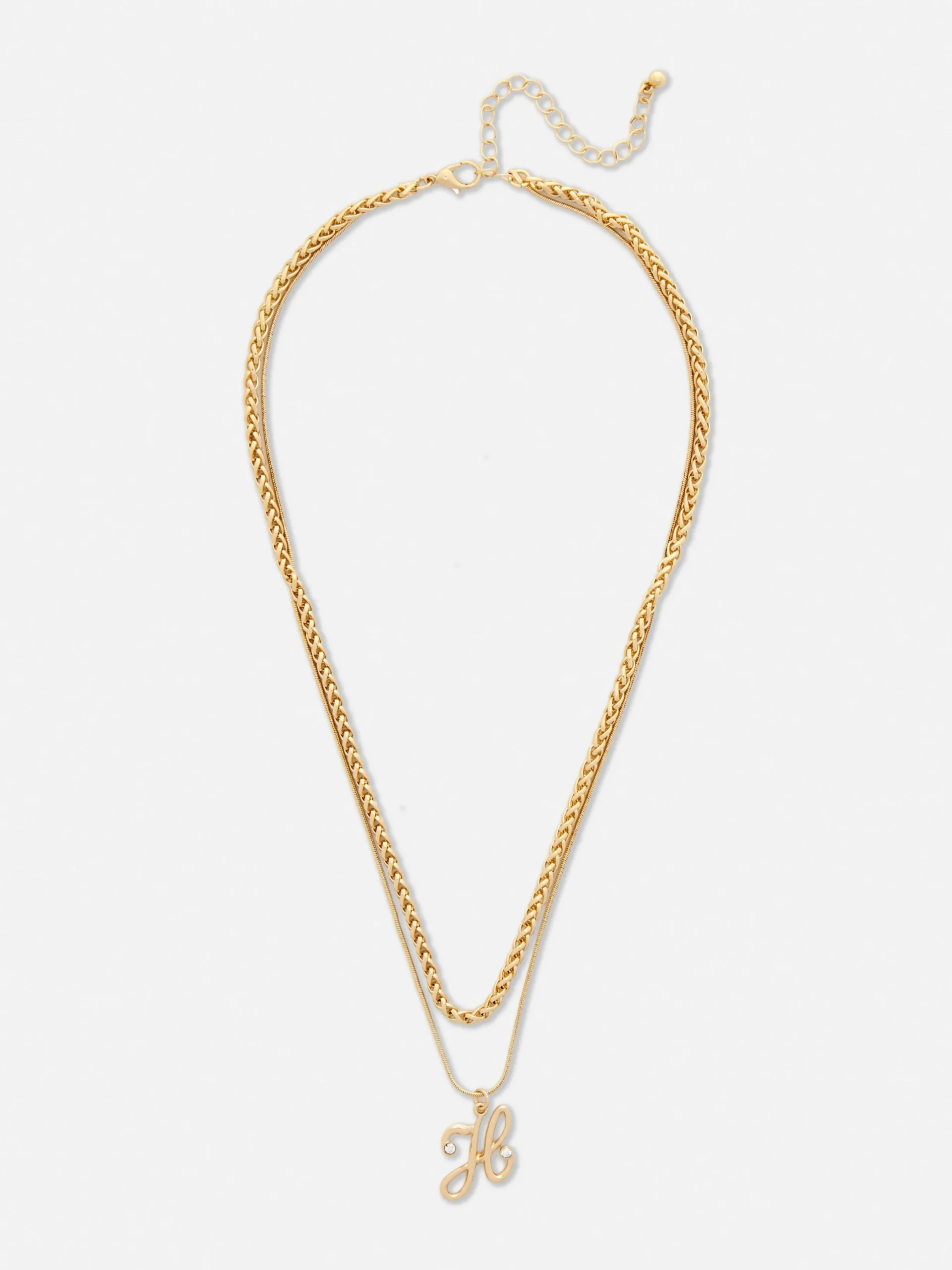 Bijoux|Primark Collier à Double Chaîne Avec Pendentif En Forme D'initiale Jaune