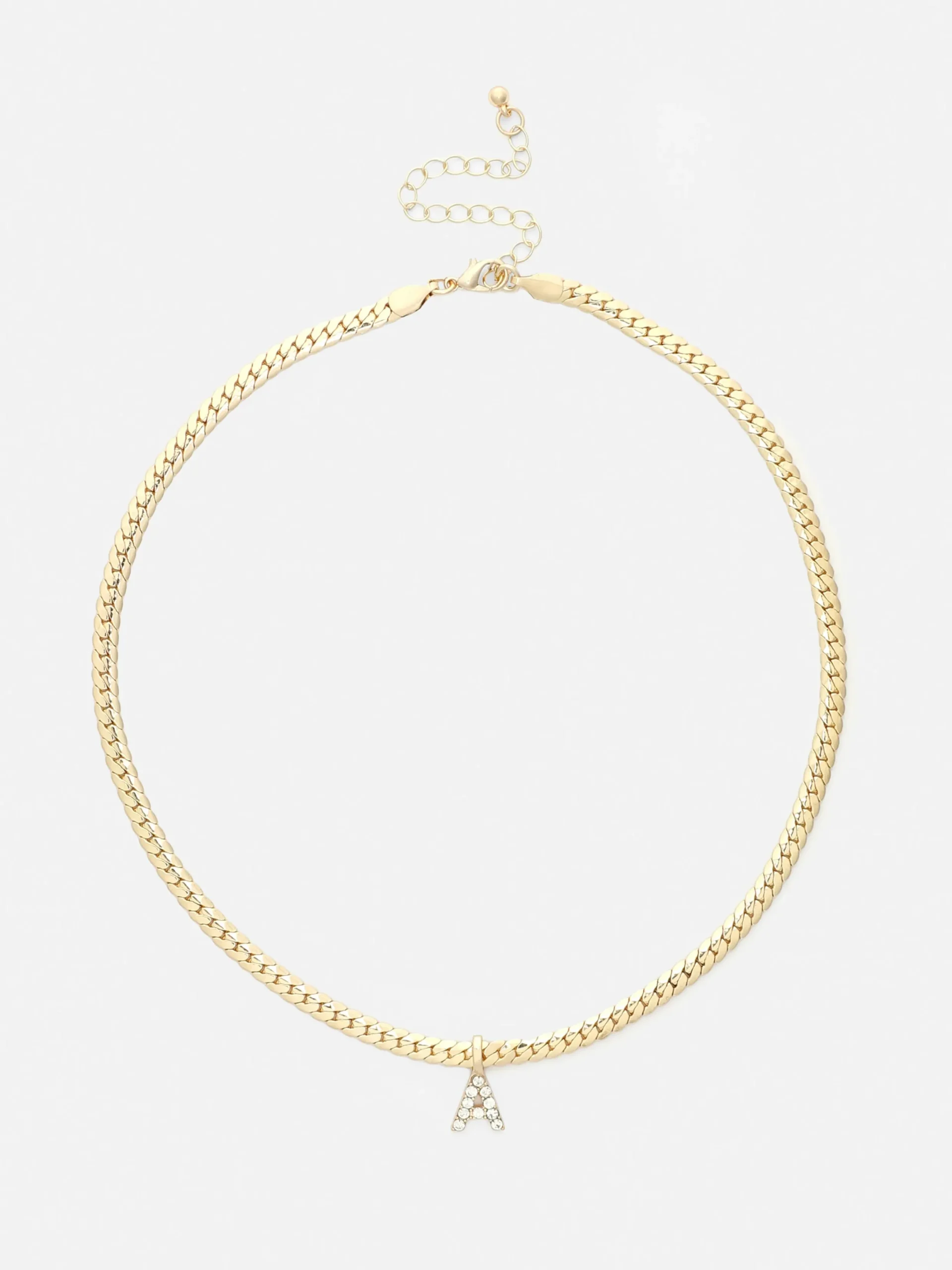 Bijoux|Primark Collier Chaîne Serpent Avec Initiale En Strass Jaune