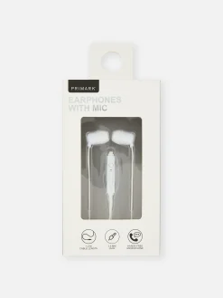 Casques Audio|Primark Écouteurs Avec Micro Blanc