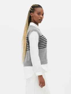 Chemises Et Blouses|Primark Débardeur Chemise 2-en-1 Superposé Gris