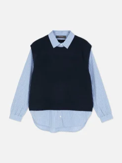 Chemises Et Blouses|Primark Débardeur Chemise 2-en-1 Superposé Bleu marine