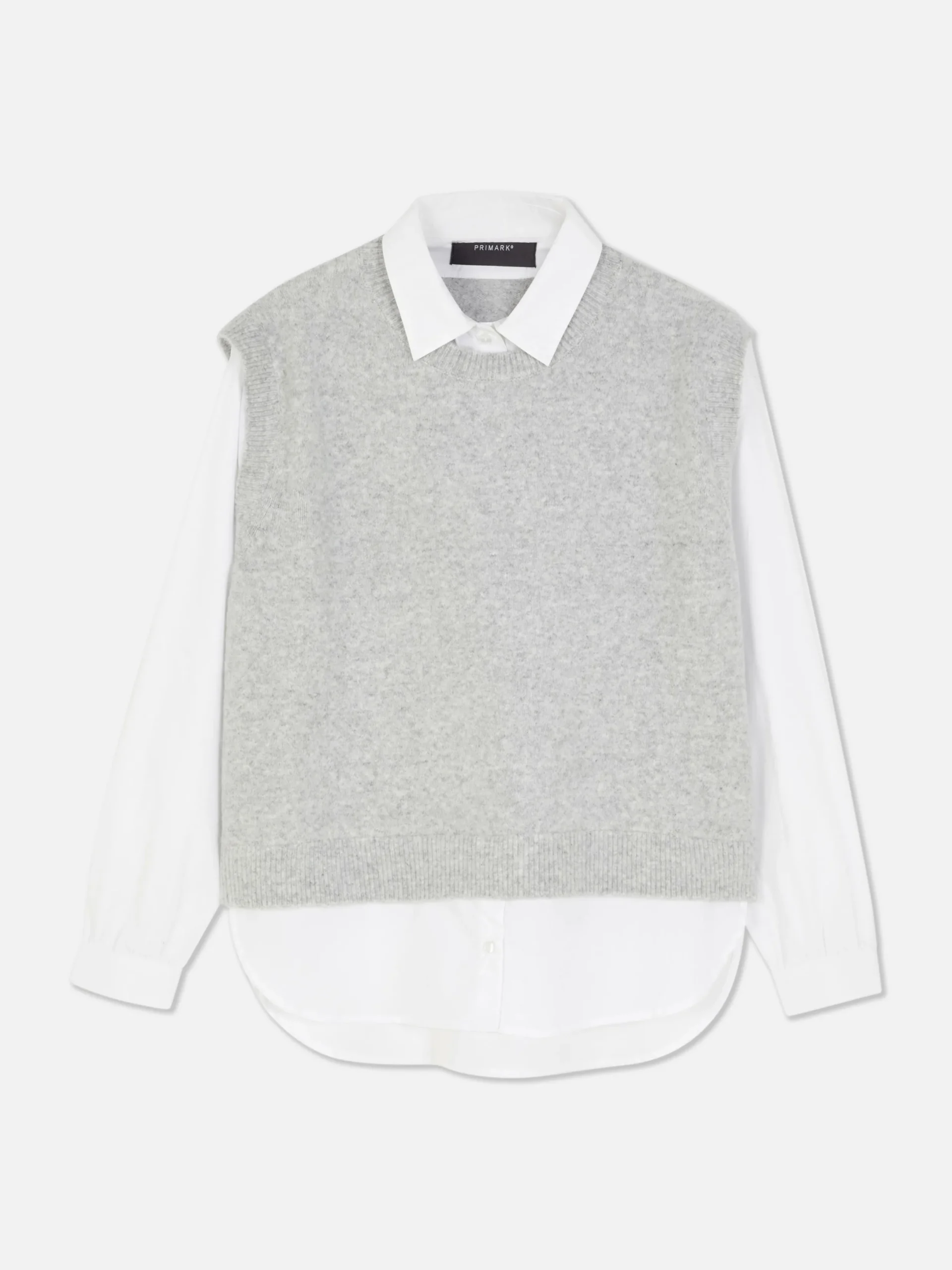 Chemises Et Blouses|Primark Débardeur Chemise 2-en-1 Superposé Gris clair