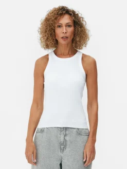 Hauts Et T-Shirts|Primark Débardeur Côtelé à Dos Nageur Blanc