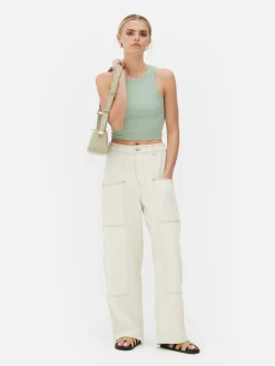 Hauts Et T-Shirts|Primark Débardeur Côtelé à Dos Nageur Vert clair
