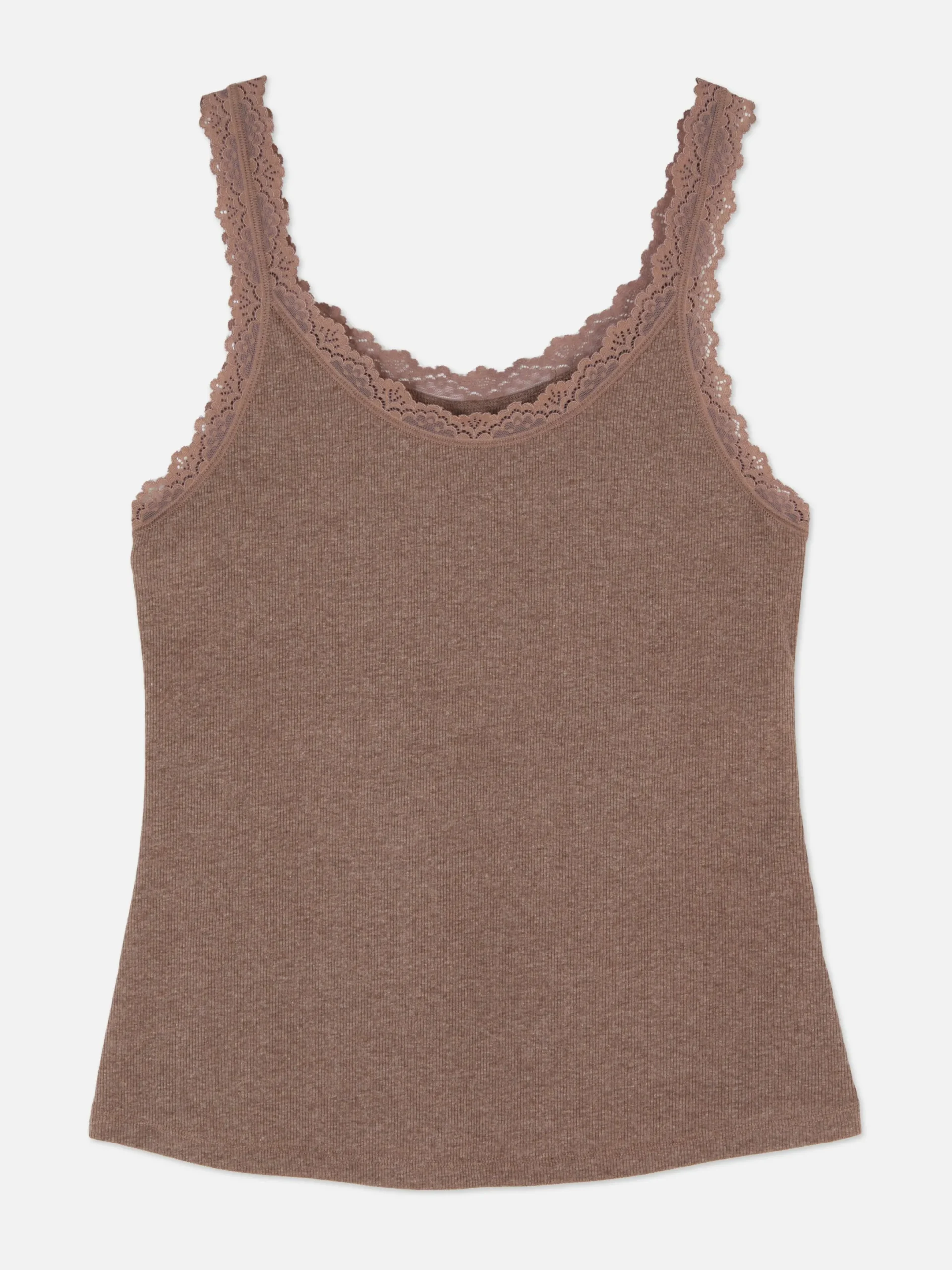 Hauts De Pyjama|Primark Débardeur De Nuit Avec Finitions En Dentelle Marron