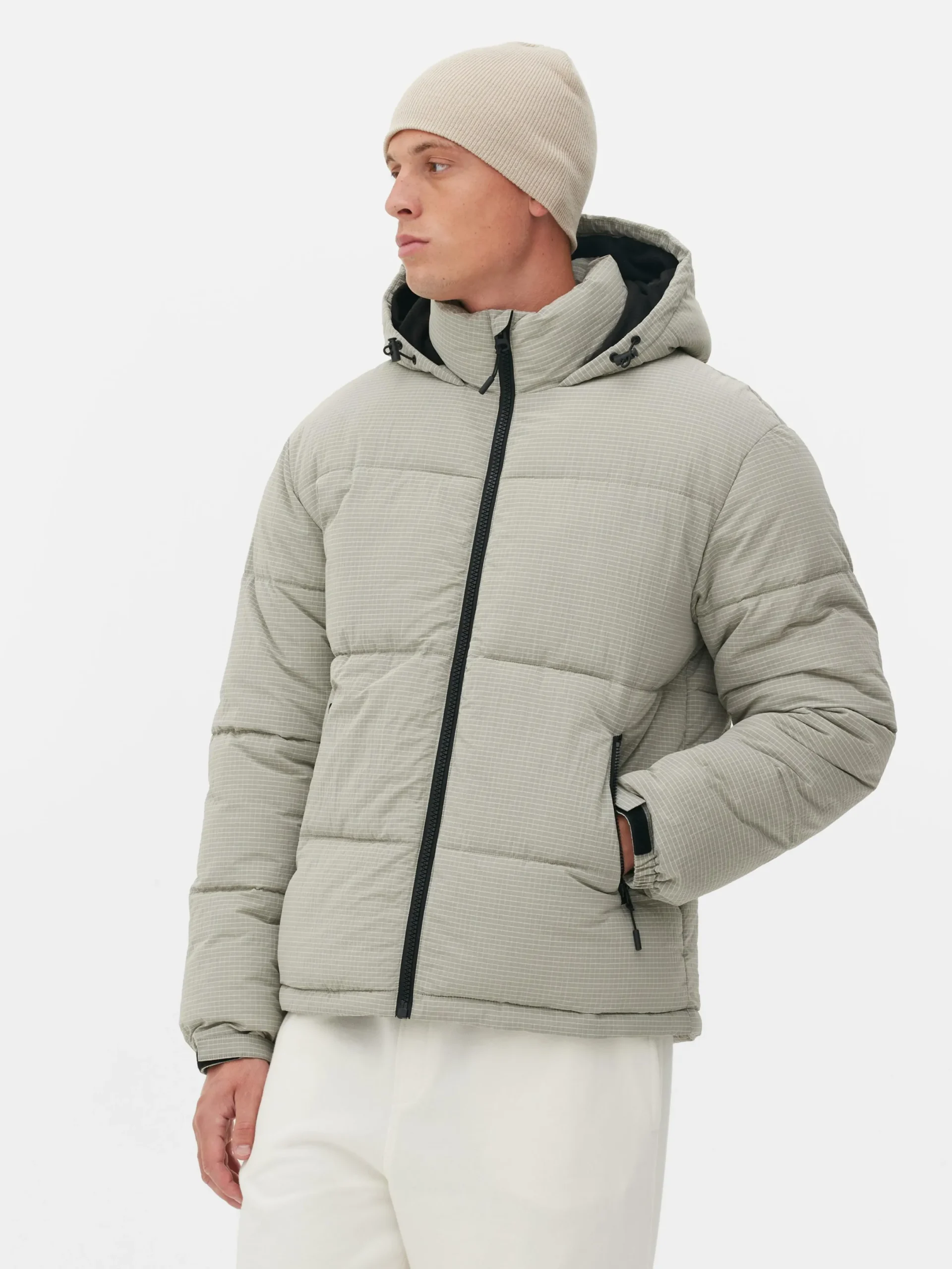 Manteaux Et Vestes|Primark Doudoune à Carreaux Gris clair