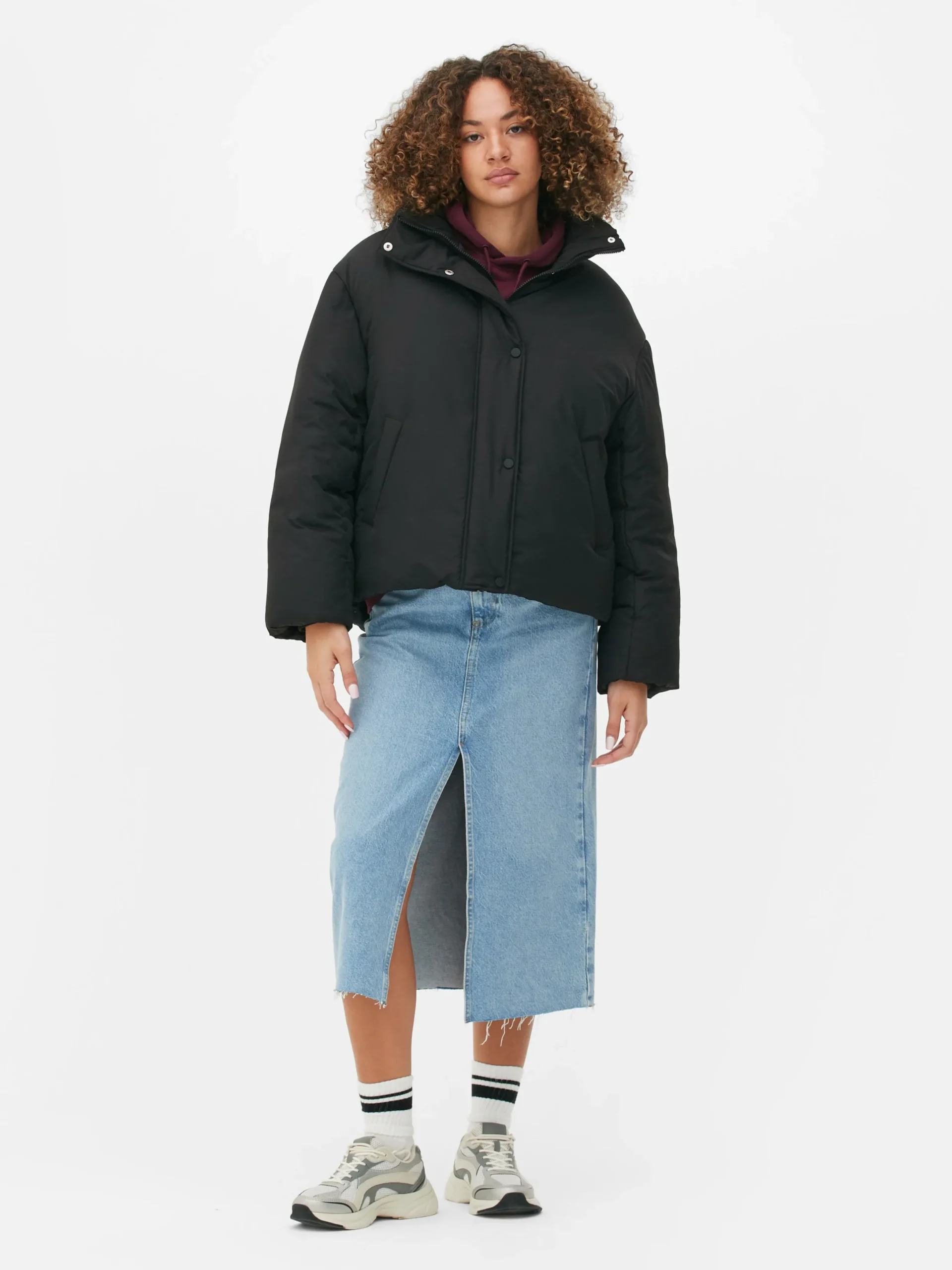 Manteaux Et Vestes|Primark Doudoune à Col Cheminée Noir