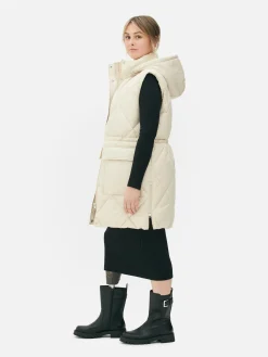 Manteaux Et Vestes|Primark Doudoune Longue Sans Manches à Capuche Crème