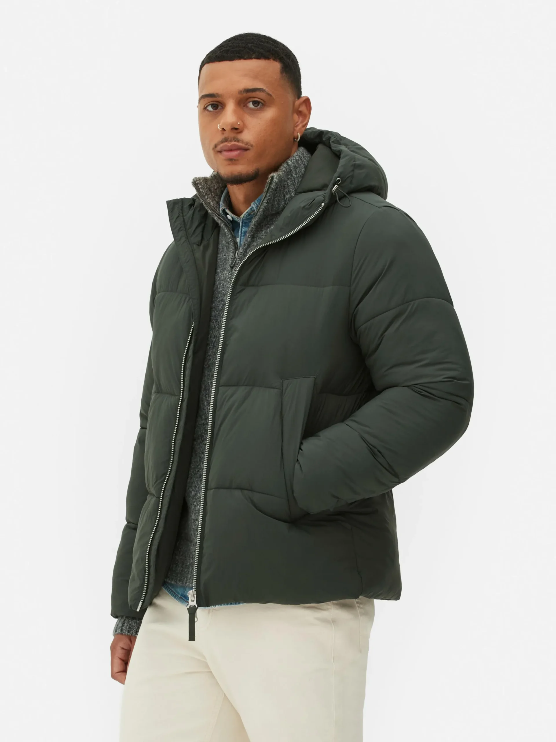 Manteaux Et Vestes|Primark Doudoune Zippée à Double Curseur Kaki