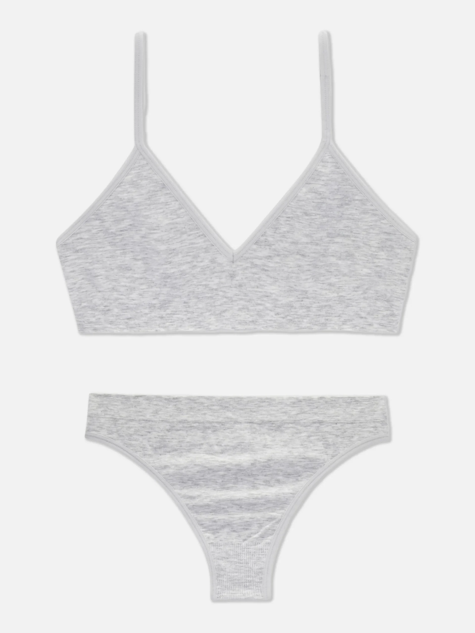 Ensembles Lingerie|Primark Ensemble Brassière Triangle Et String Sans Coutures Gris chiné
