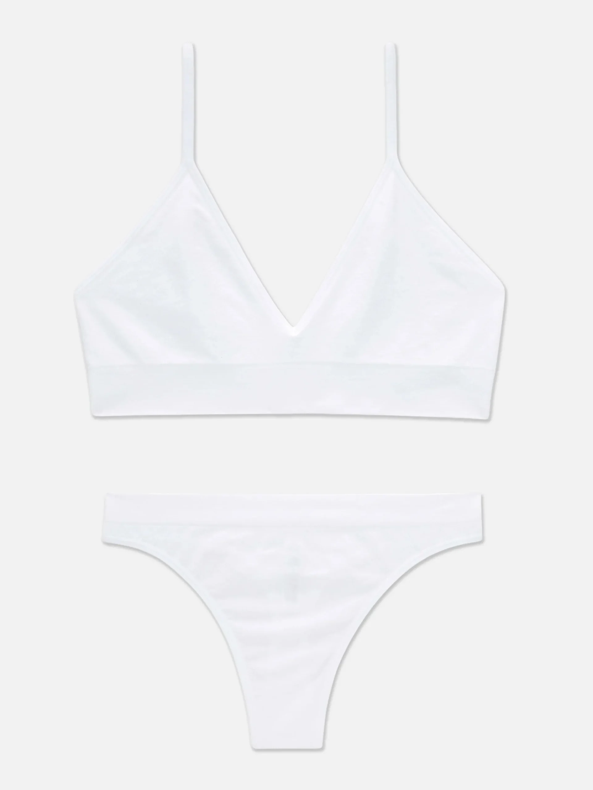 Ensembles Lingerie|Primark Ensemble Brassière Triangle Et String Sans Couture Blanc