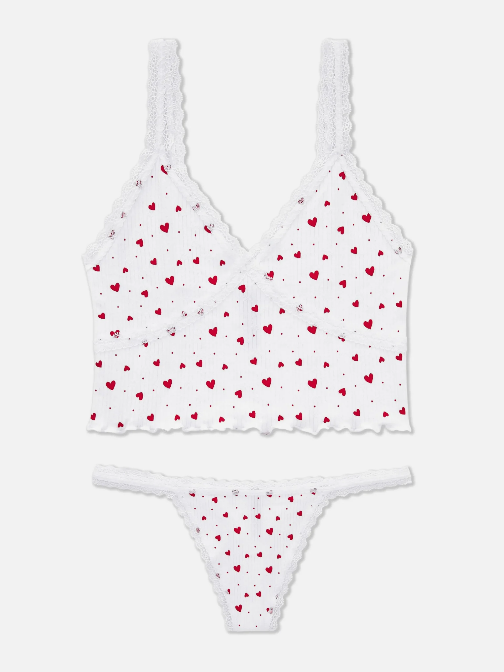 Ensembles Lingerie|Primark Ensemble Caraco Et String En Pointelle à Motifs Sans Couture Blanc