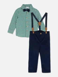 Ensembles Et Tenues|Primark Ensemble Chemise à Carreaux Et Pantalon à Bretelles Vert