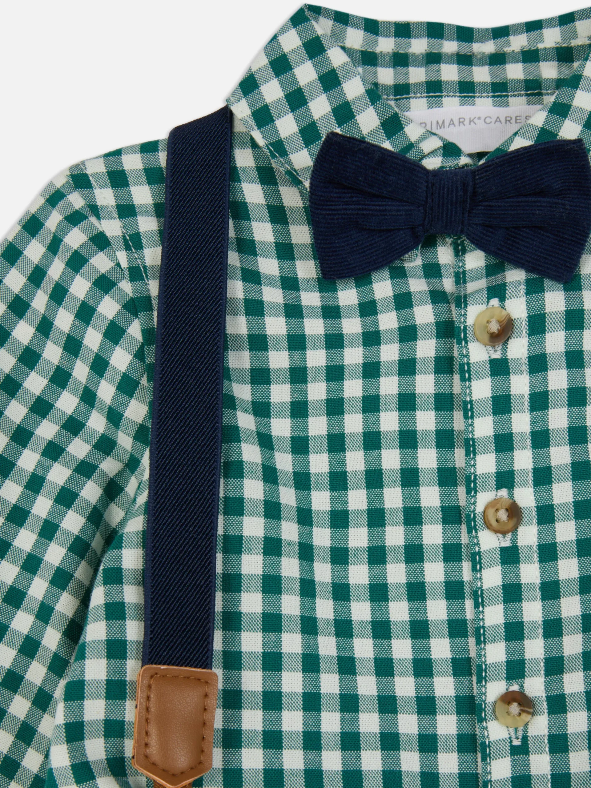 Ensembles Et Tenues|Primark Ensemble Chemise à Carreaux Et Pantalon à Bretelles Vert