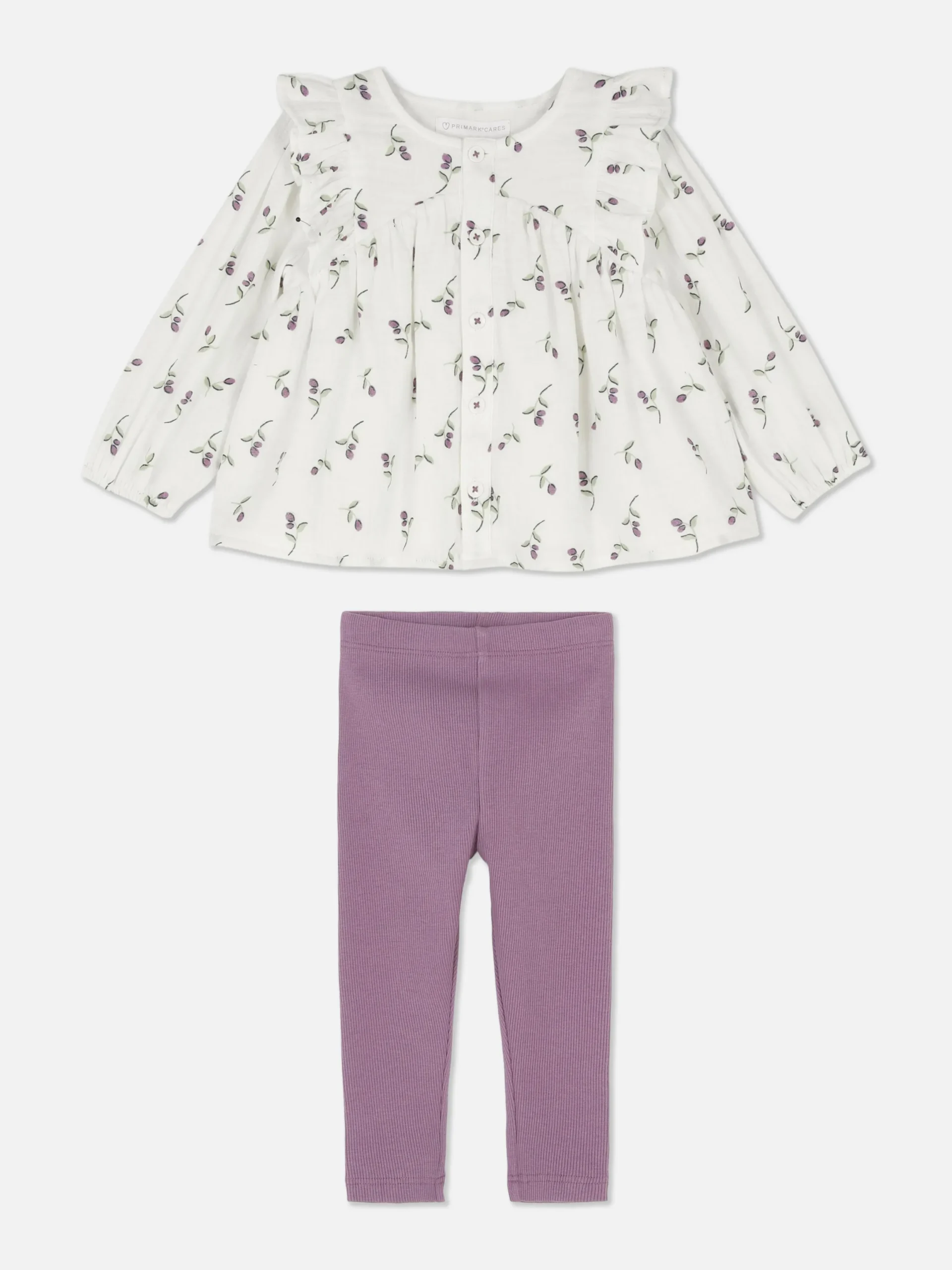 Ensembles Et Tenues|Primark Ensemble Chemisier à Fleurs Et Legging Côtelé Multicolore