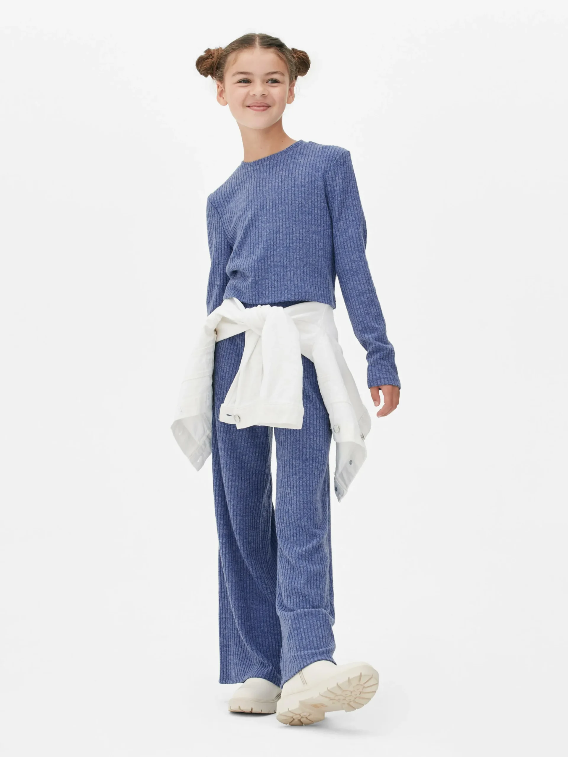 Ensembles Et Tenues|Primark Ensemble Haut Côtelé à Manches Longues Et Legging Bleu marine