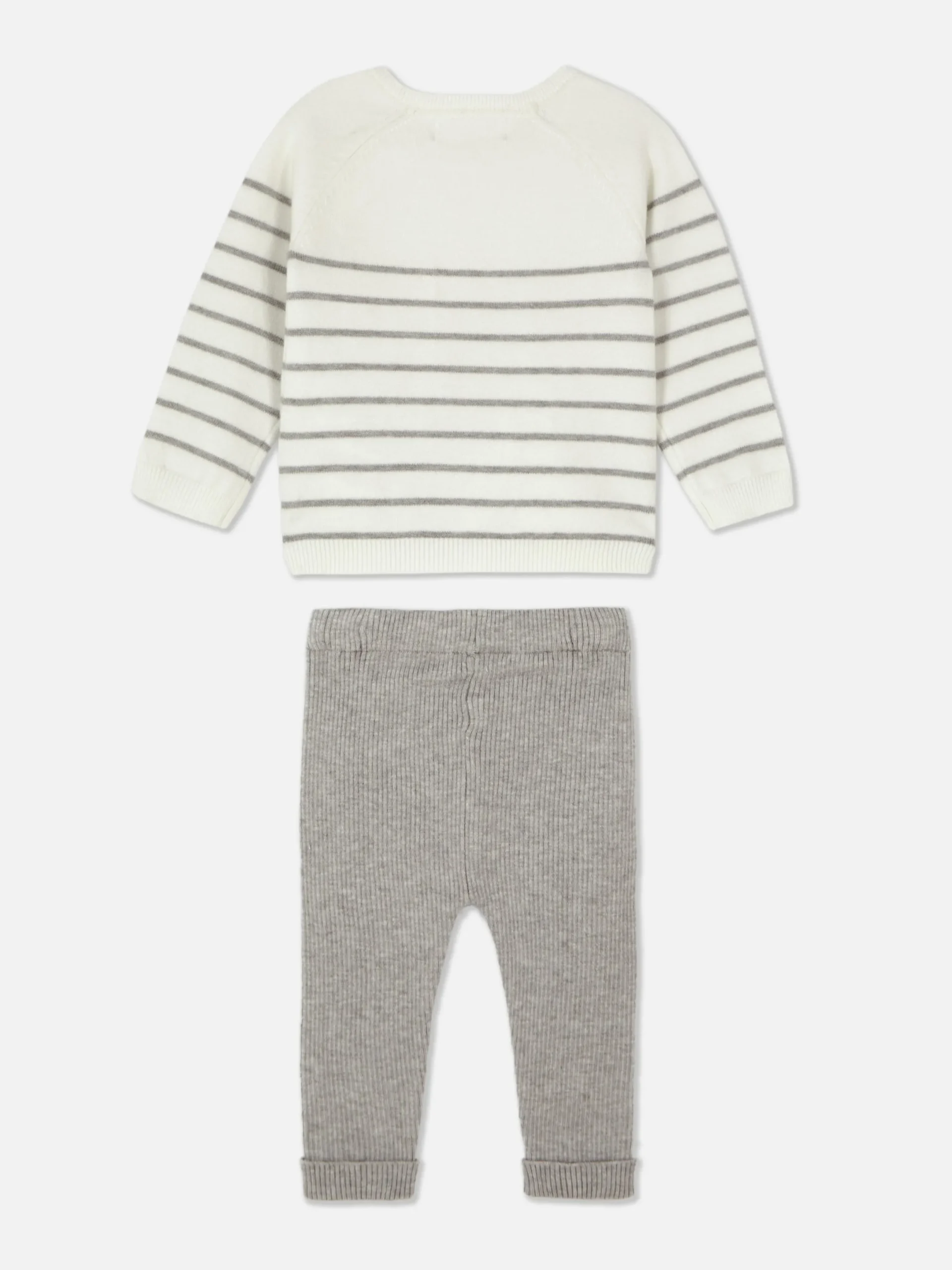Ensembles Et Tenues|Primark Ensemble Pull En Maille Et Legging à Rayures Gris chiné