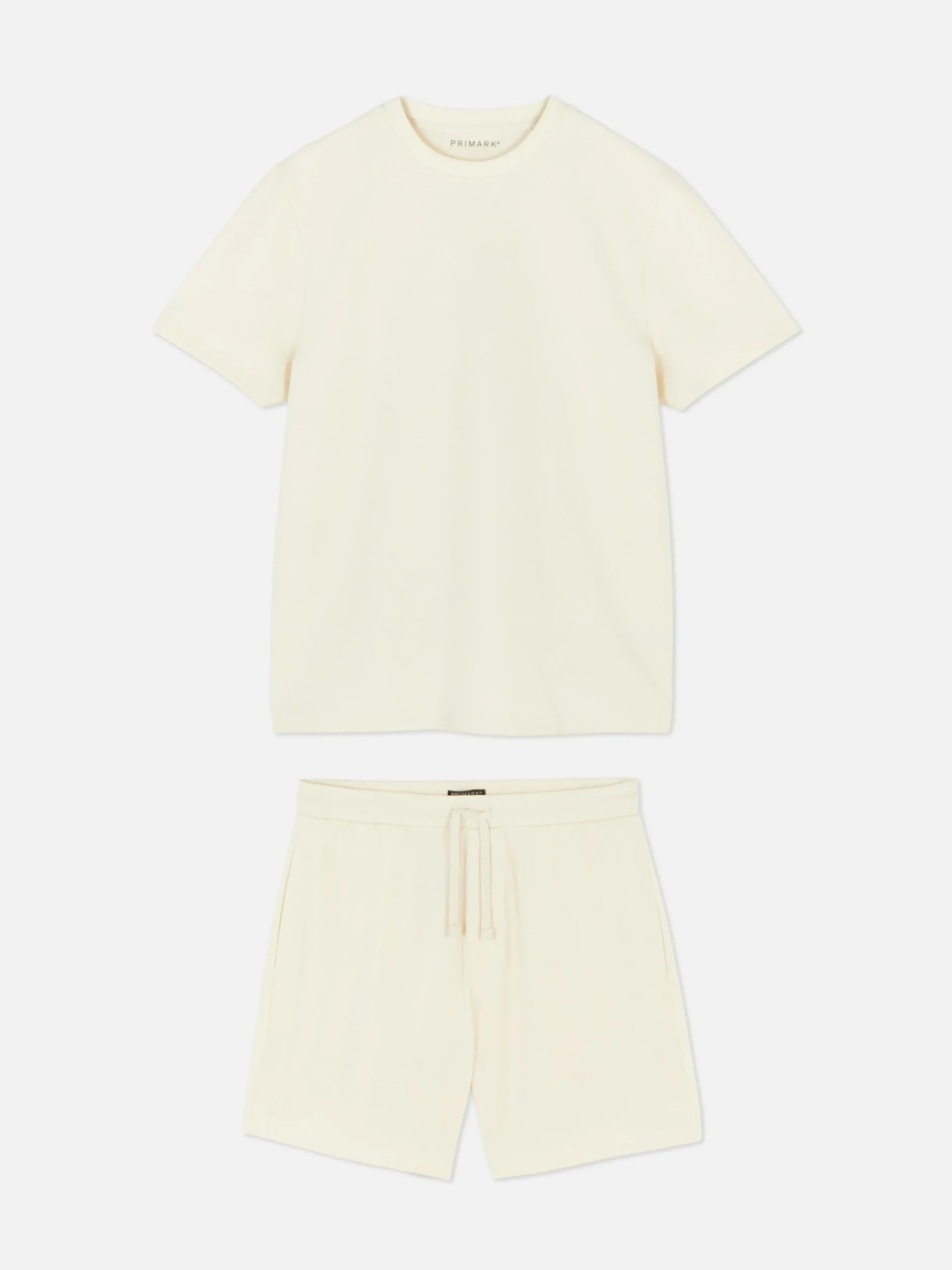 Pyjamas|Primark Ensemble Pyjama Gaufré T-shirt Et Short En Jersey Écru
