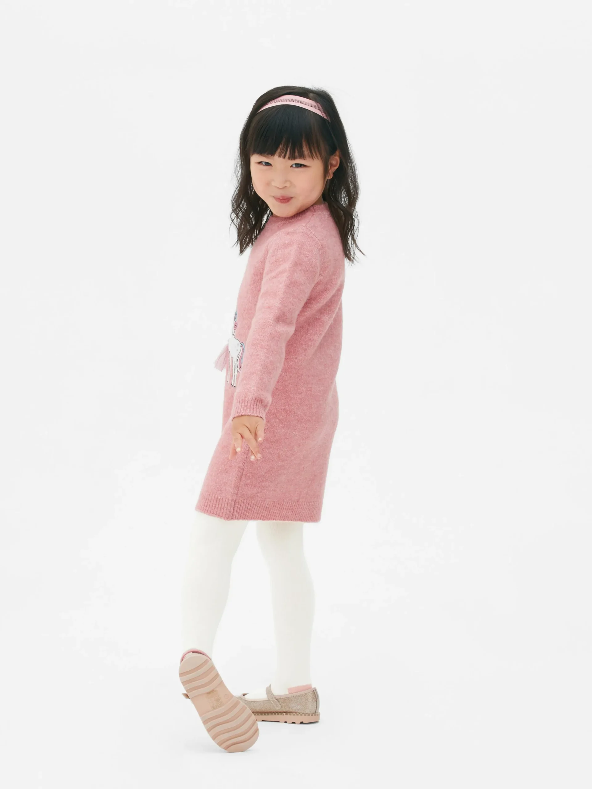 Robes|Primark Ensemble Robe-pull Et Collants à Motif Ballerine Rose foncé