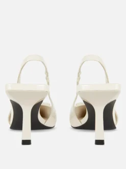 Vêtements Gothiques|Chaussures À Talons|Primark Escarpins Bas à Talon Ouvert Écru