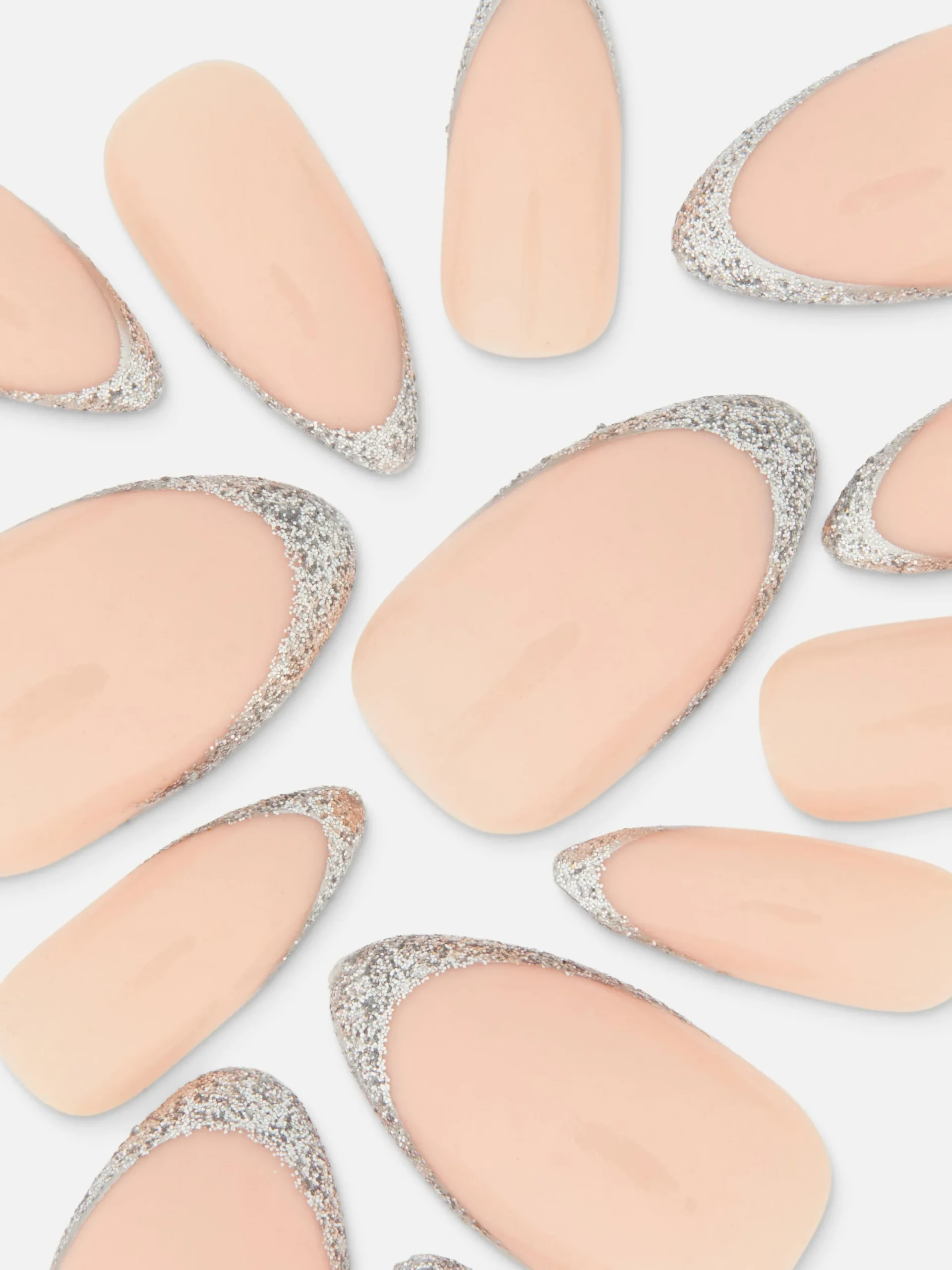 Faux Ongles|Primark Faux Ongles Brillants Pailletés à Bout Pointu PS... Argent
