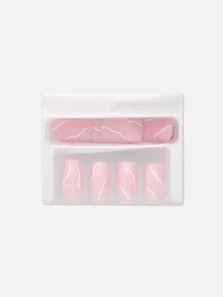Faux Ongles|Primark Faux Ongles Carrés Brillants Tourbillon PS... Blanc