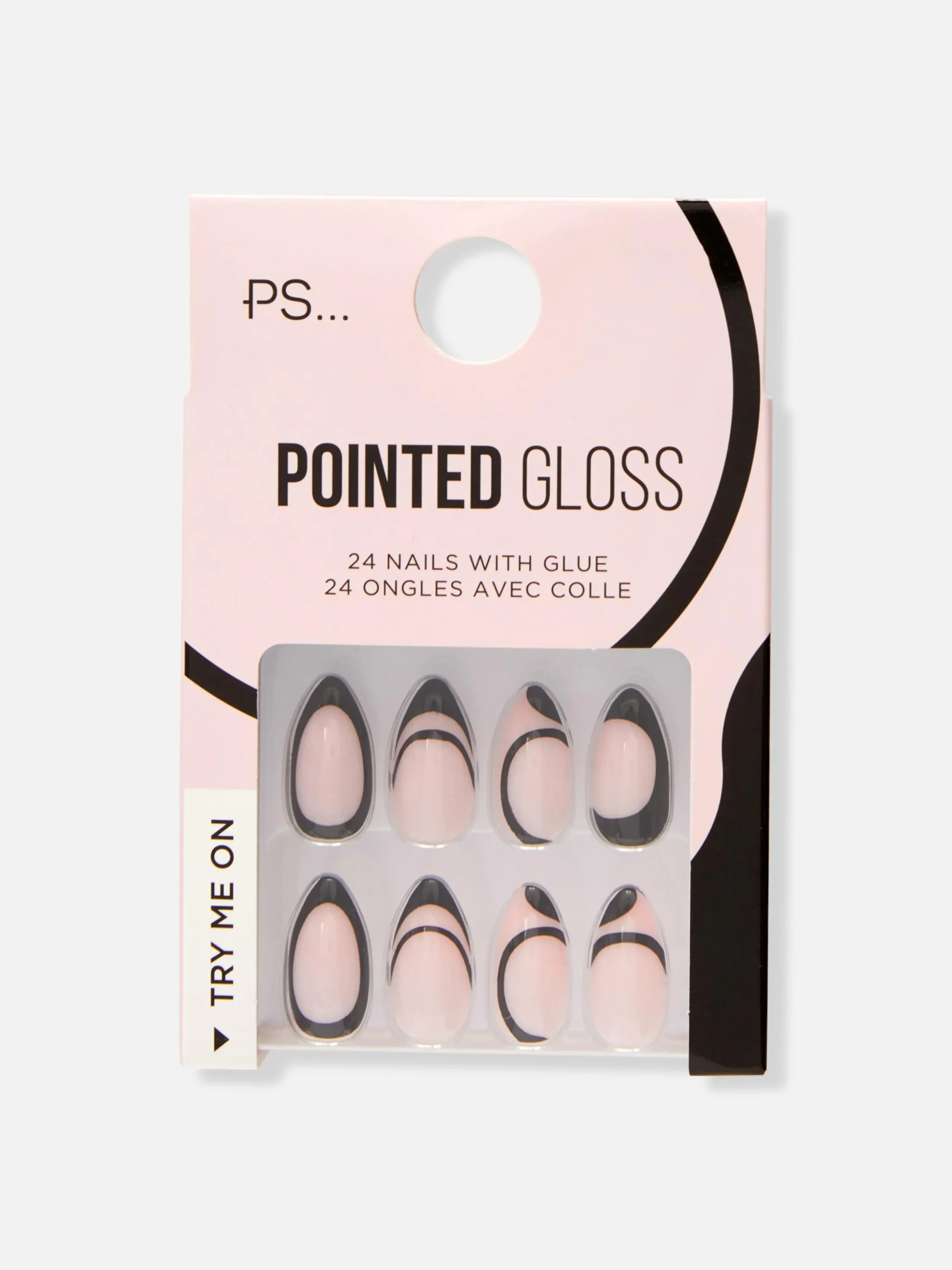 Faux Ongles|Primark Faux Ongles French Manucure à Motif Tourbillon PS... Noir