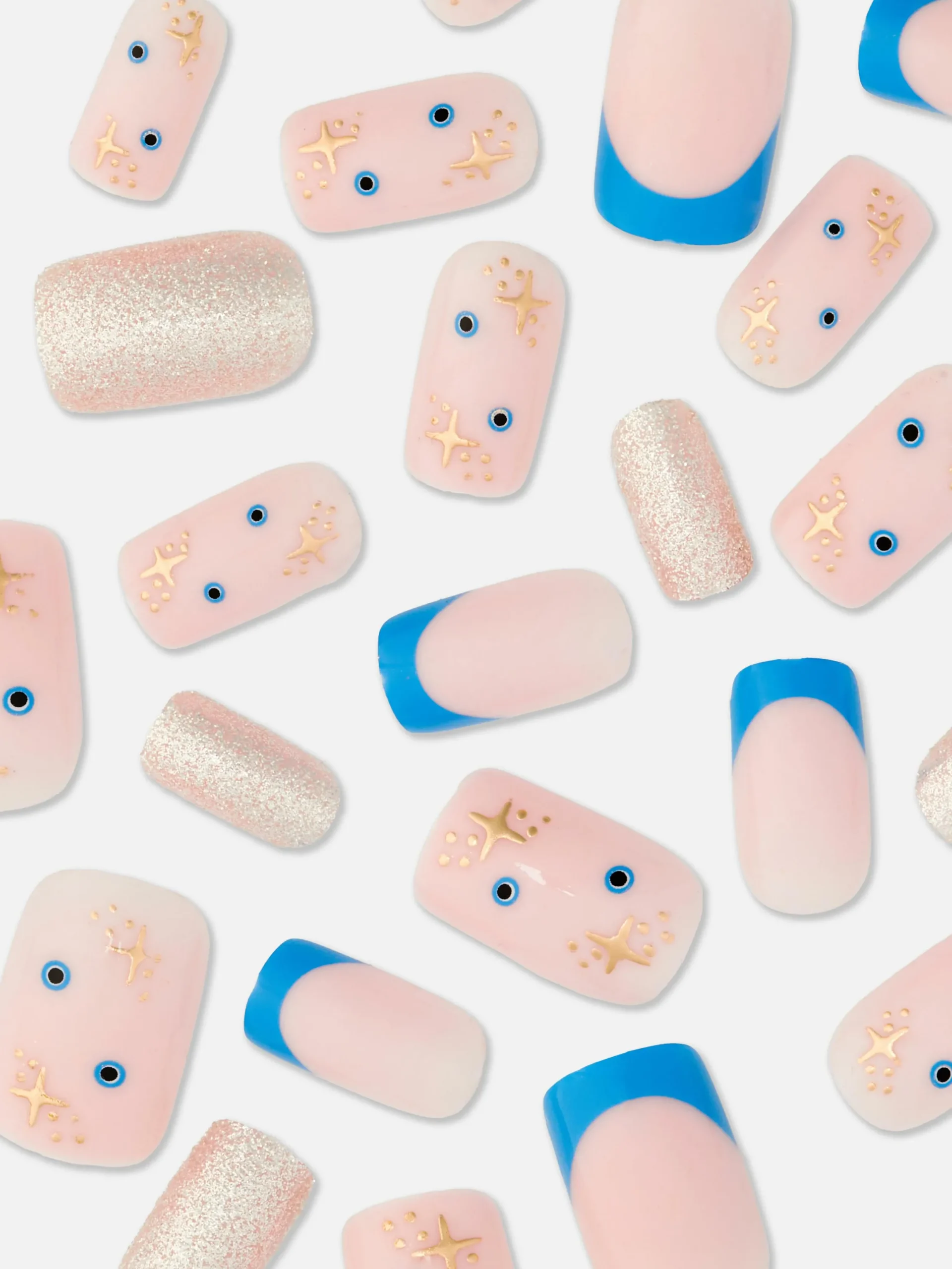 Faux Ongles|Primark Faux Ongles Pointus Et Glossy à Paillettes PS... Bleu