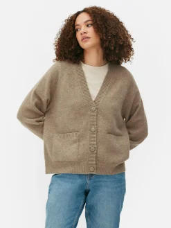 Pulls Et Gilets|Primark Gilet Boyfriend En Maille à Col En V Taupe
