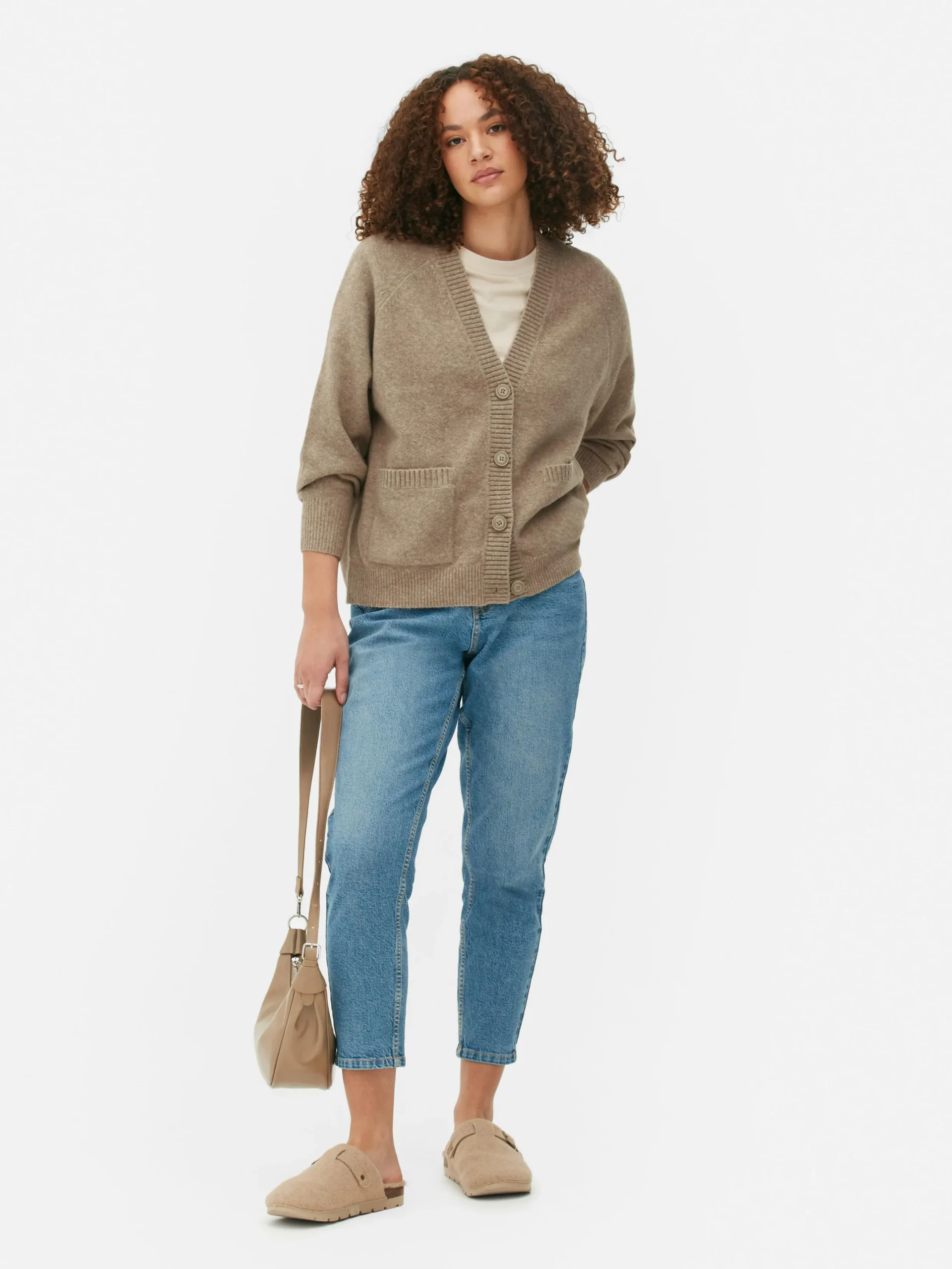 Pulls Et Gilets|Primark Gilet Boyfriend En Maille à Col En V Taupe